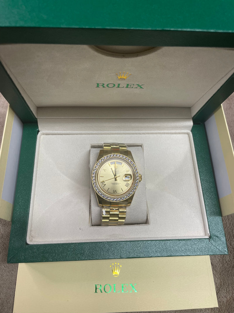 18K Gold Diamond Bezel Rolex Presidential Day Date With Box And Papers